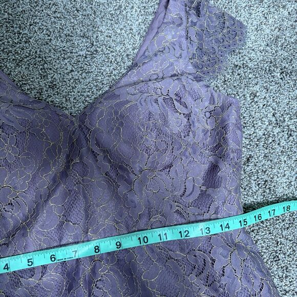 Jenny Yoo Bridgette Garden Lace Dress Plum Purple Size 10 Gold Threading V Neck - Picture 13 of 16